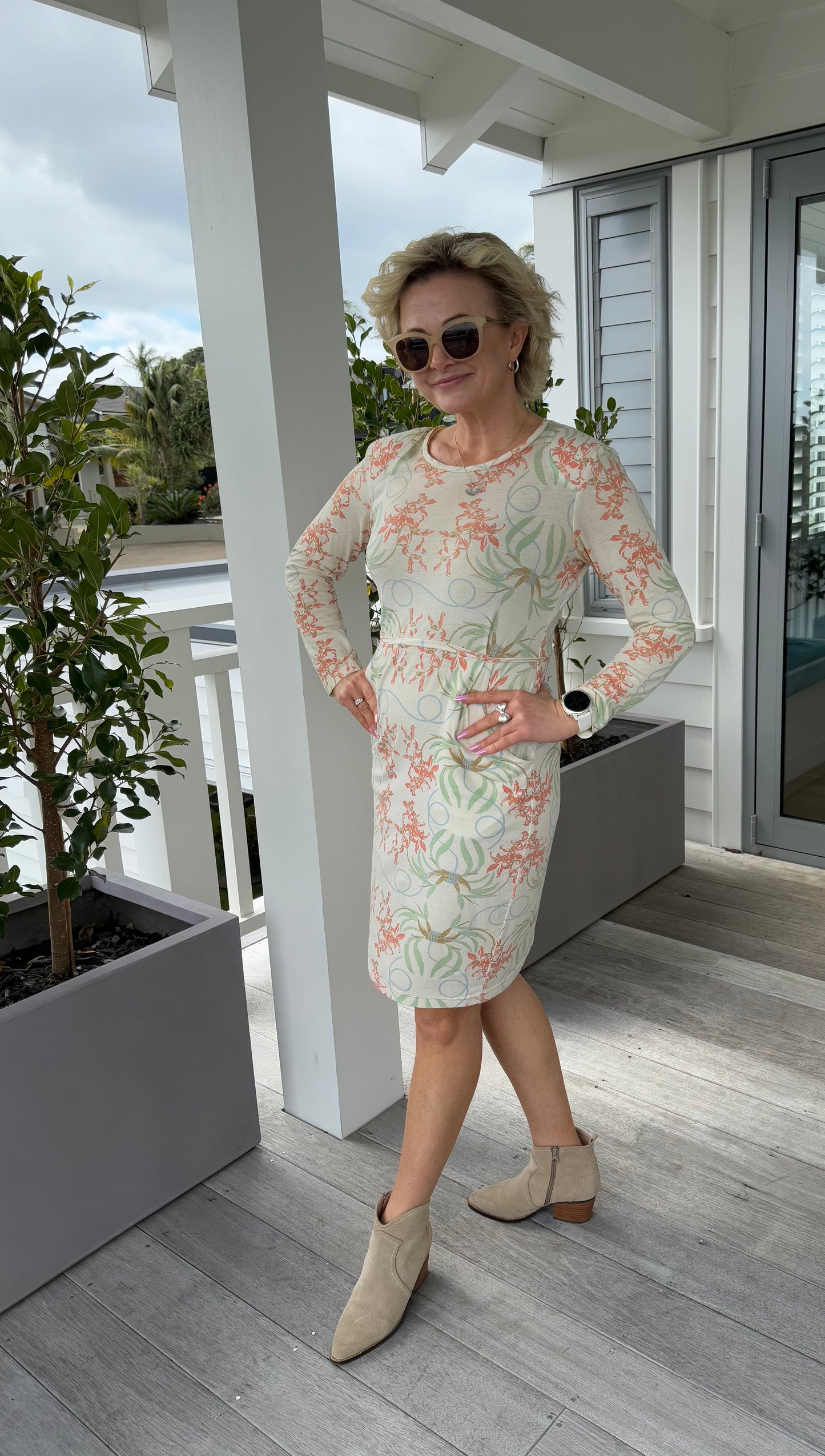 KATE SYLVESTER Cream Midi Floral Dress