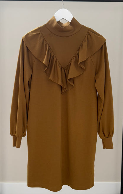 WHO WHAT WEAR Brown/Gold Dress