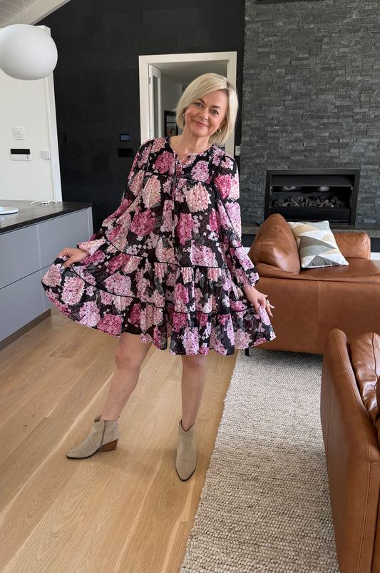 DECJUBA Knee Length Pink Floral Dress