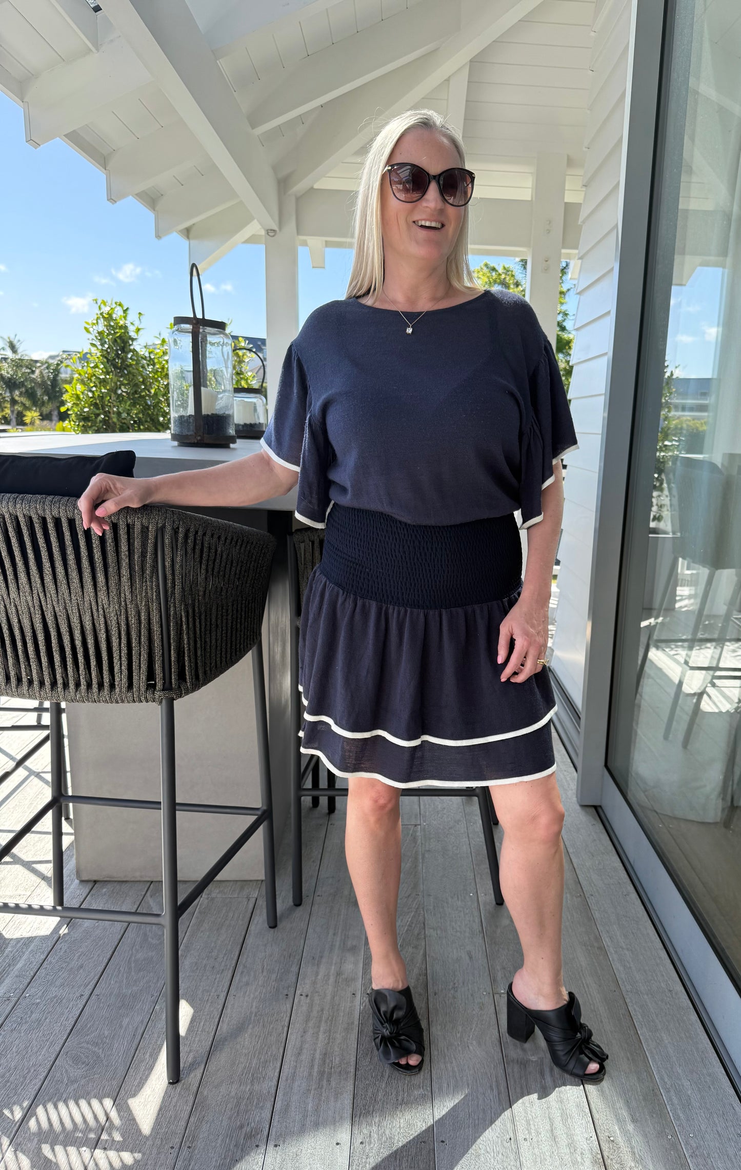 AUGUSTINE Blue Wool Blend Dress