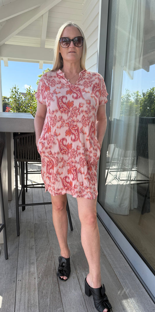 BLUE ILLUSION Pink/Orange Knee Length Dress