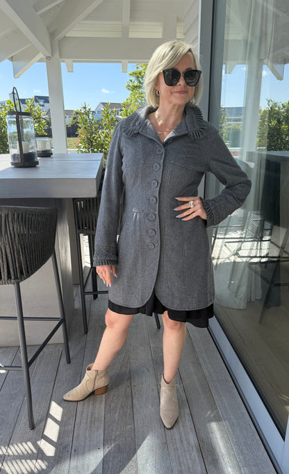 DUCHESS Grey Knee Length Wool Blend Coat
