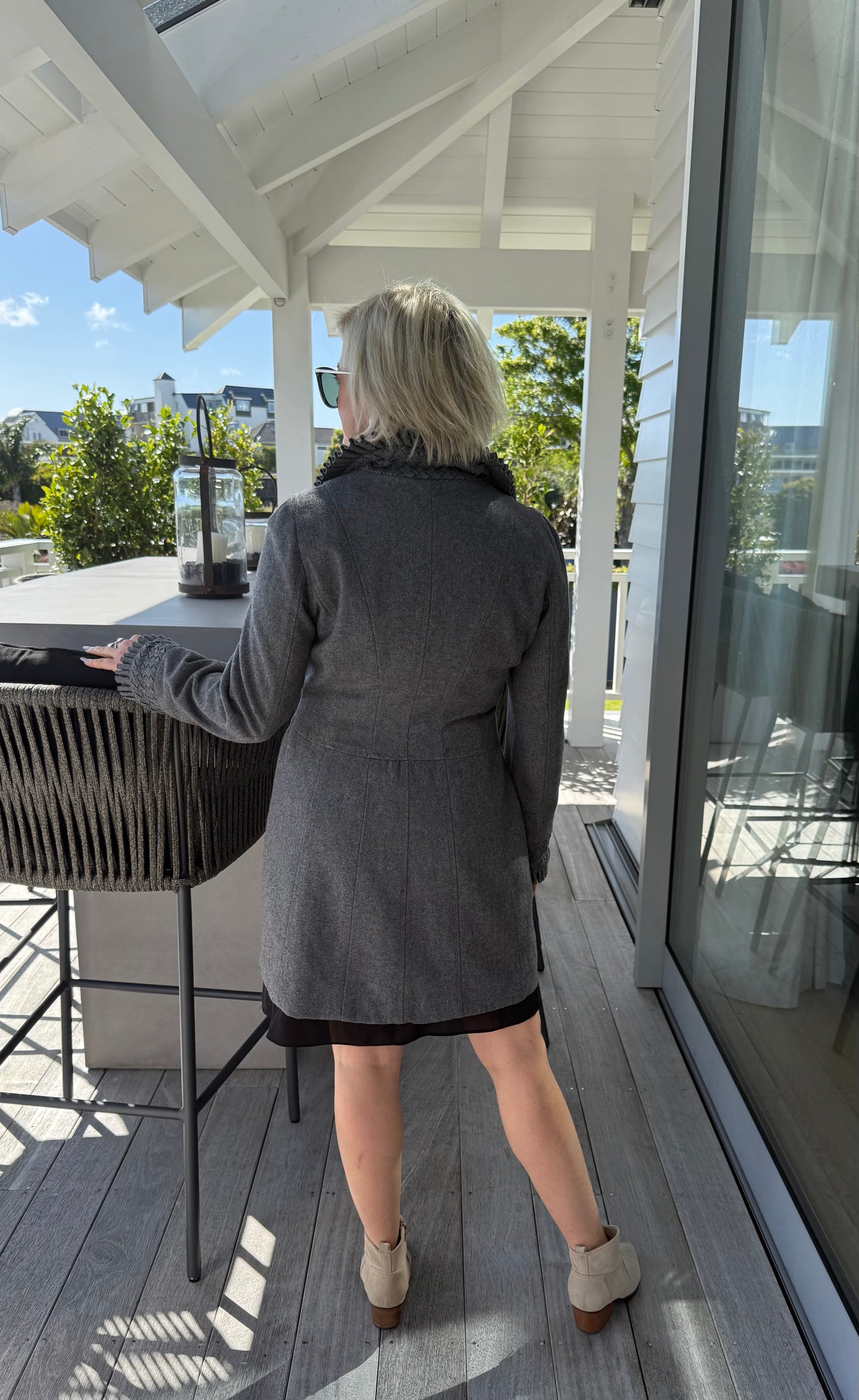DUCHESS Grey Knee Length Wool Blend Coat