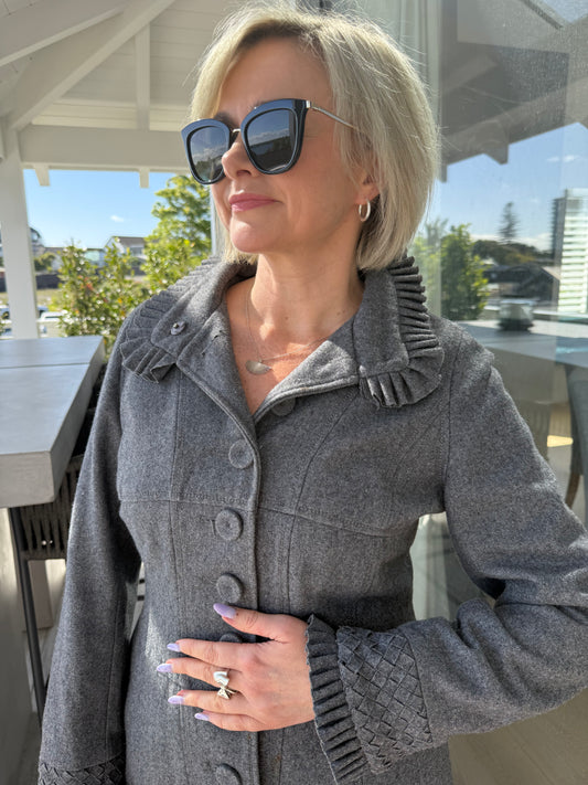 DUCHESS Grey Knee Length Wool Blend Coat