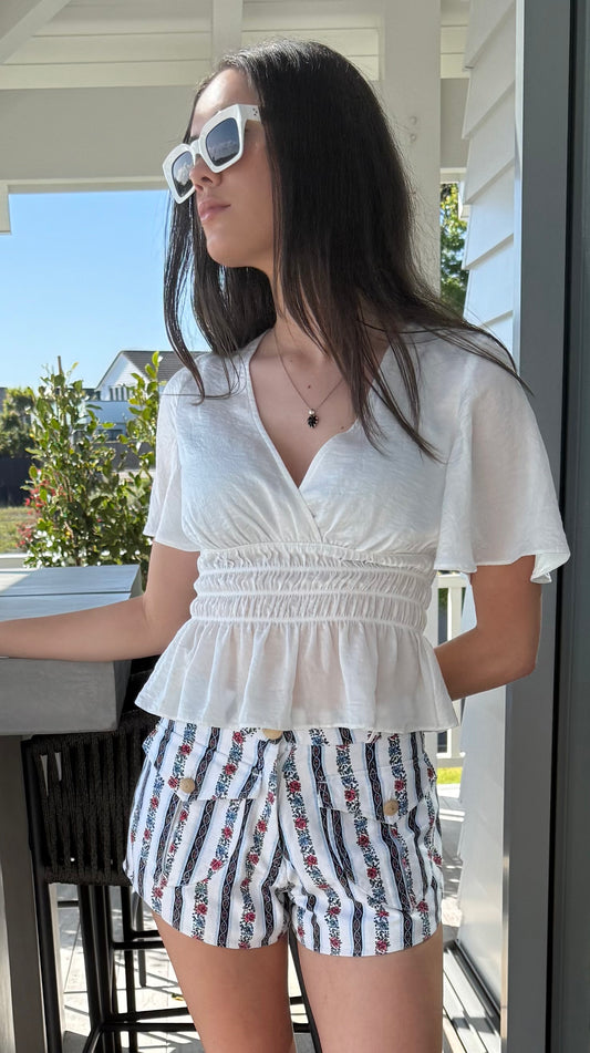 RUBY White Floral Shorts