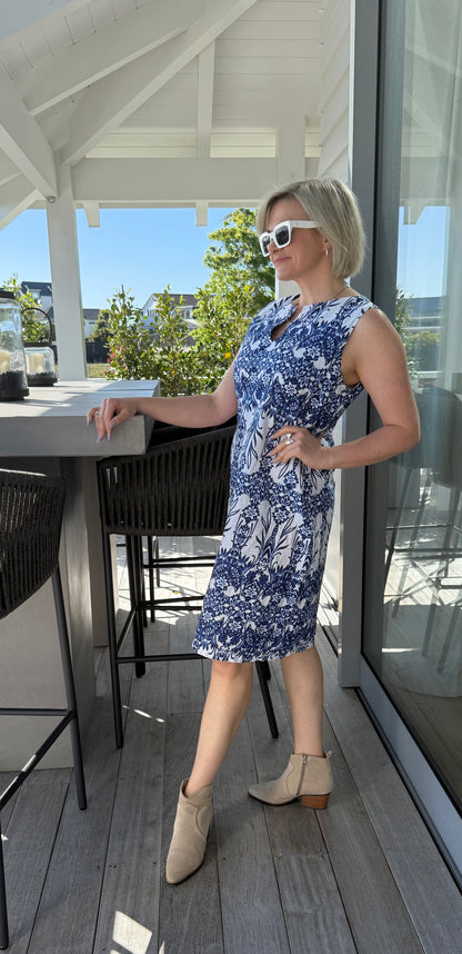 DAVID JONES Blue/White Dress