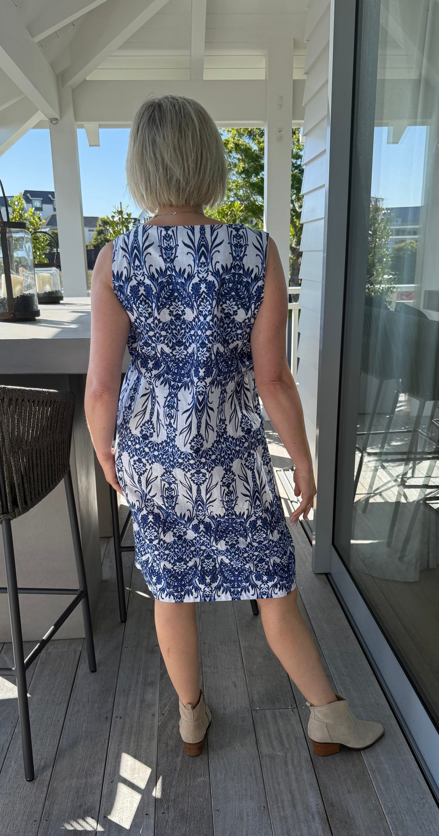 DAVID JONES Blue/White Dress