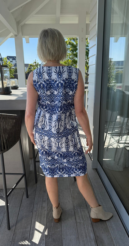DAVID JONES Blue/White Dress