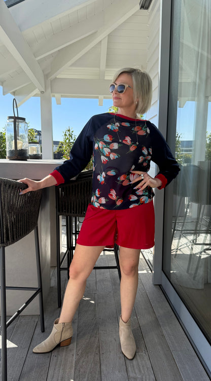 Floral Blue/Red Top