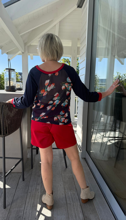 Floral Blue/Red Top