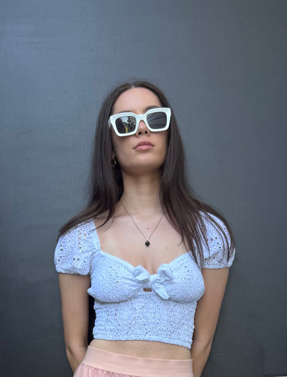 LUISA White Crop Top