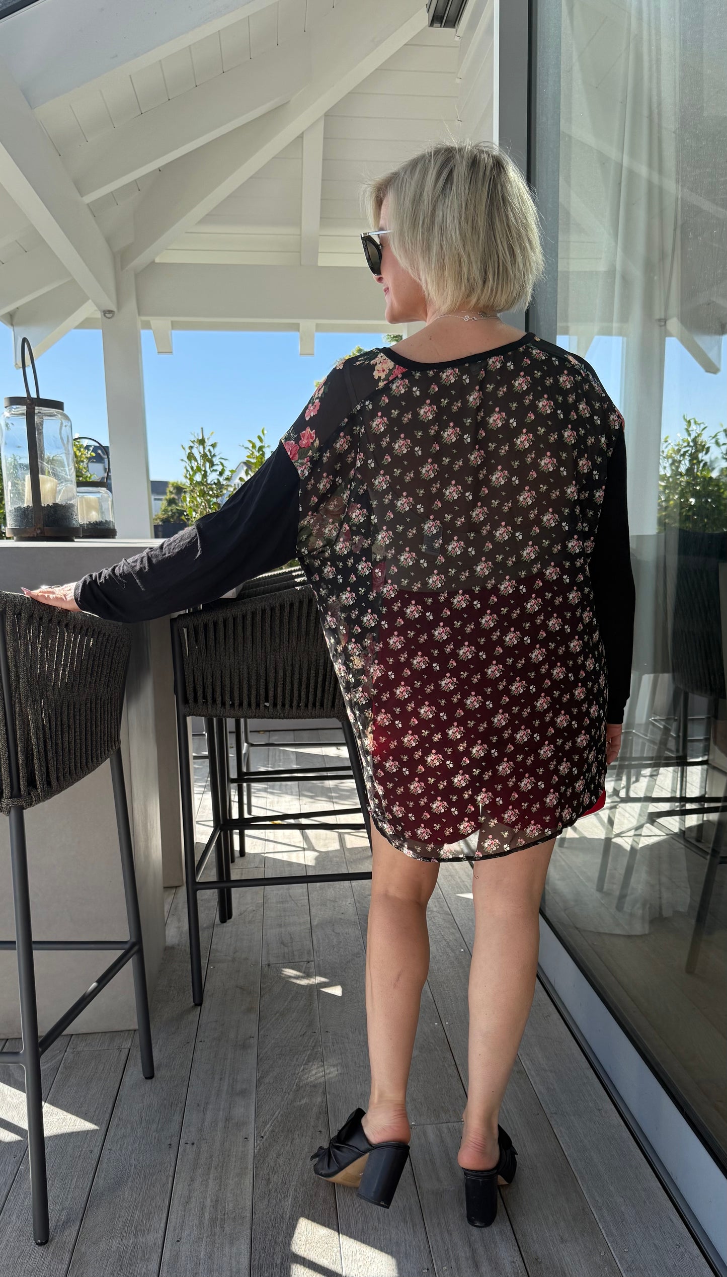 KETZ-KE Black Floral Shirt/Top