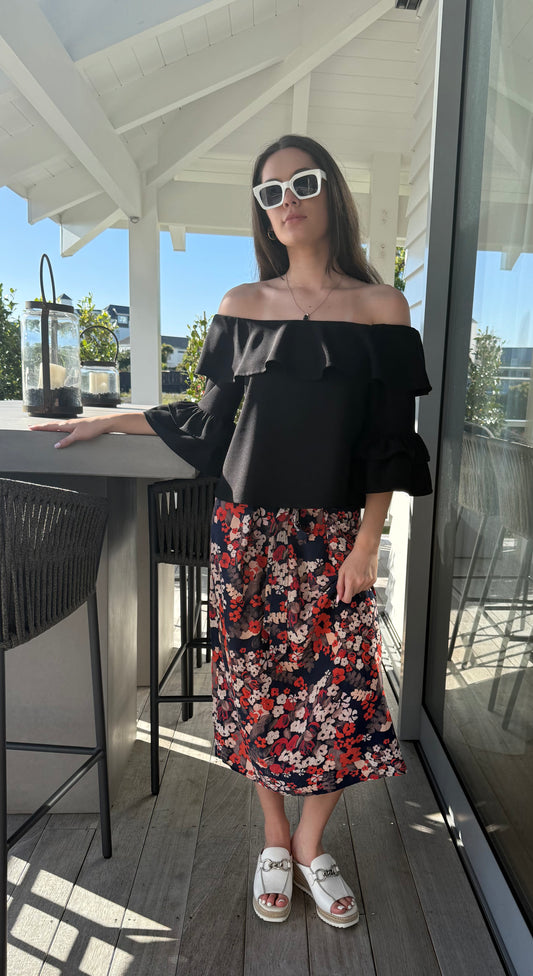 RUBY Floral Maxi Silk Skirt