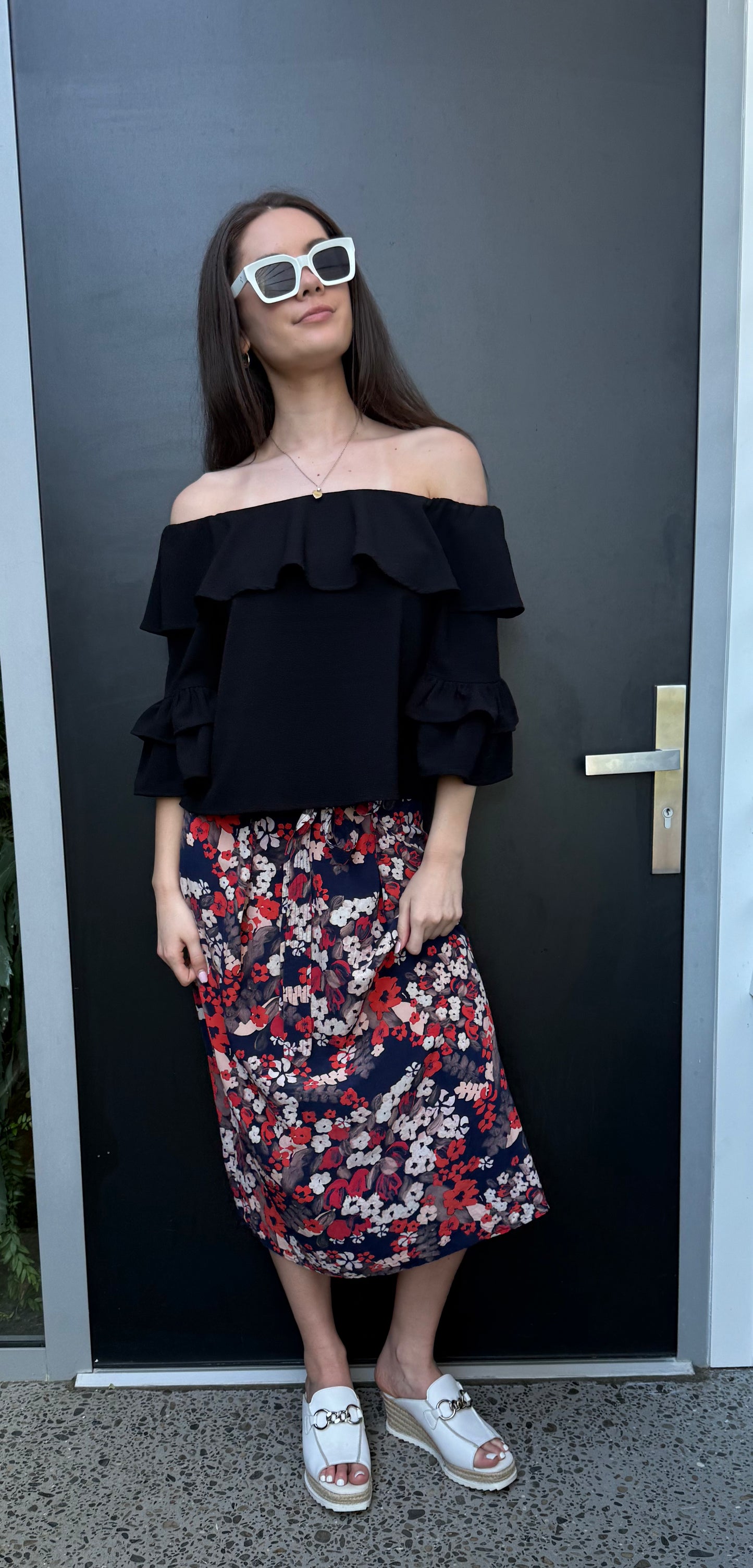 RUBY Floral Maxi Silk Skirt