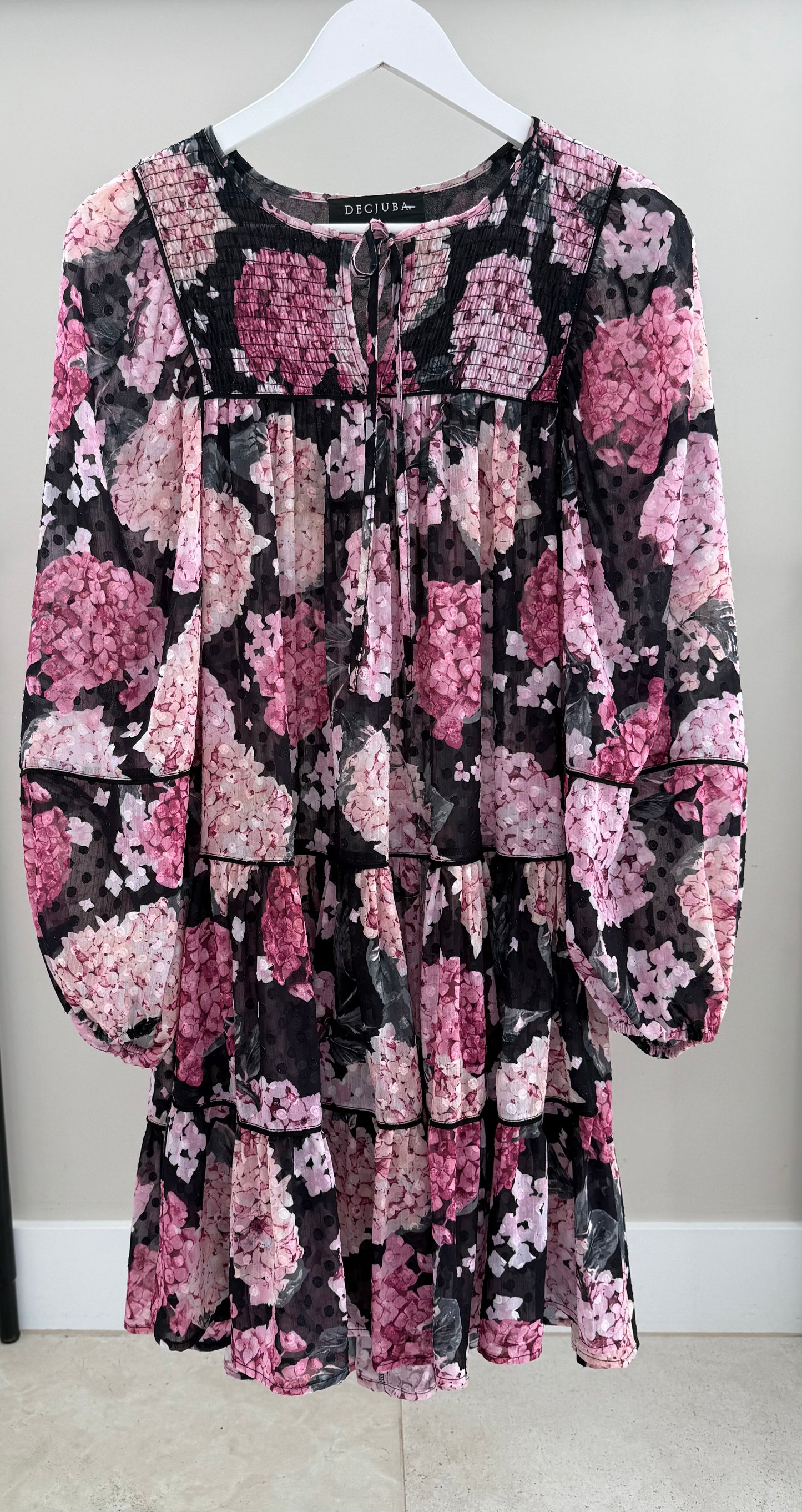 DECJUBA Knee Length Pink Floral Dress