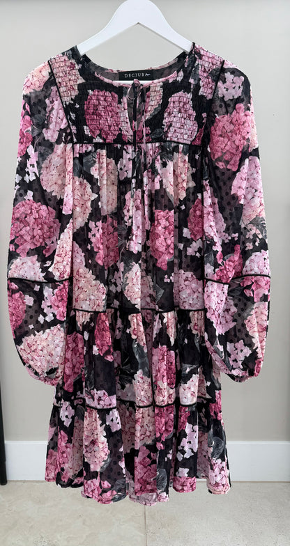 DECJUBA Knee Length Pink Floral Dress