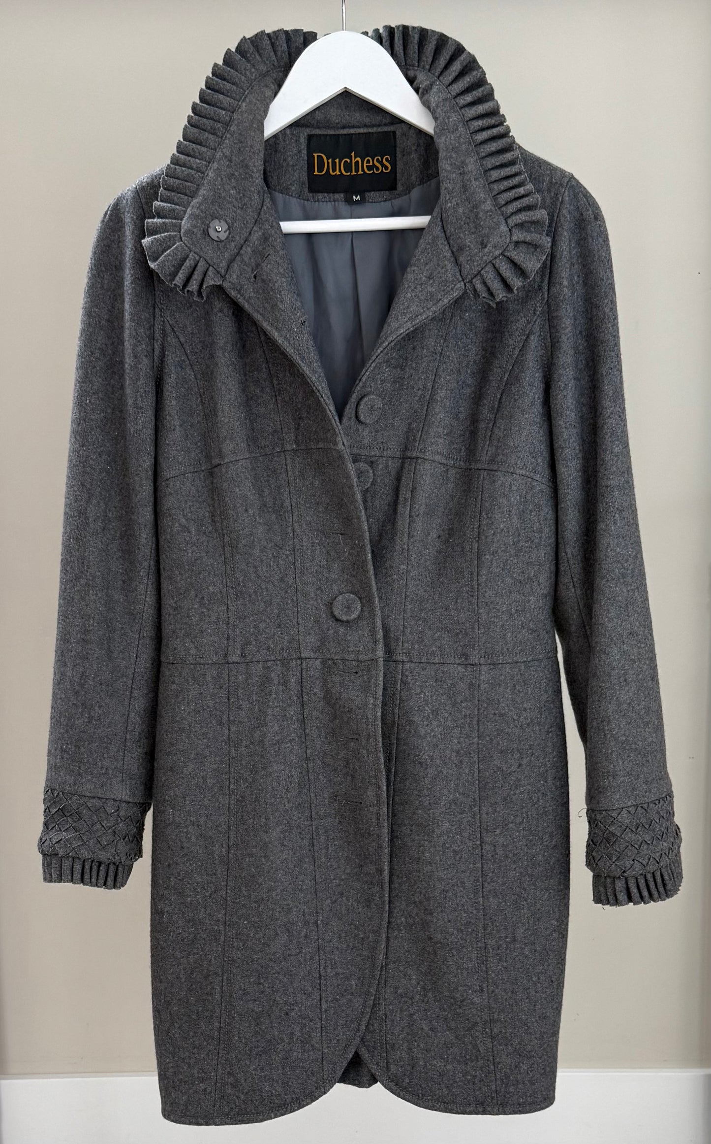 DUCHESS Grey Knee Length Wool Blend Coat