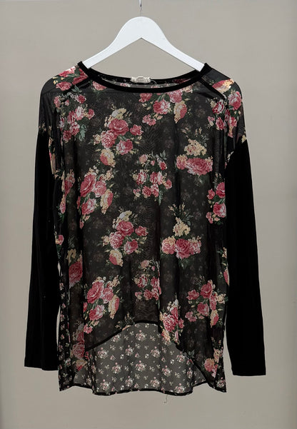 KETZ-KE Black Floral Shirt/Top