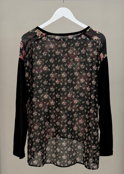 KETZ-KE Black Floral Shirt/Top