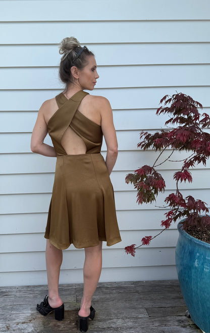 RUBY Gold Knee Length Dress