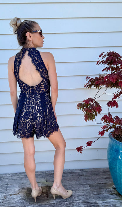 Dark Blue Mini Laced Playsuit
