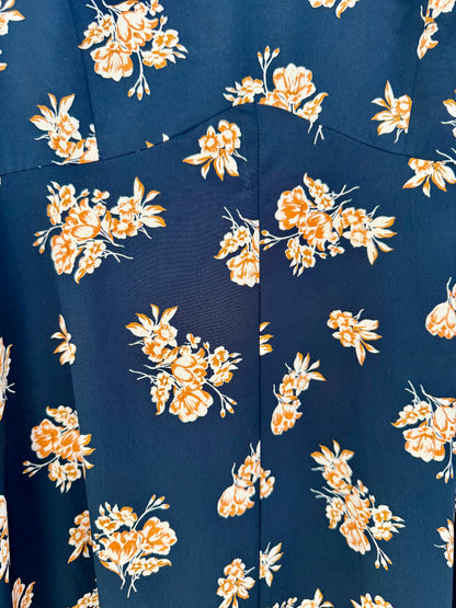 MISS SELFRIDGE Black/Orange Floral Knee Length Dress