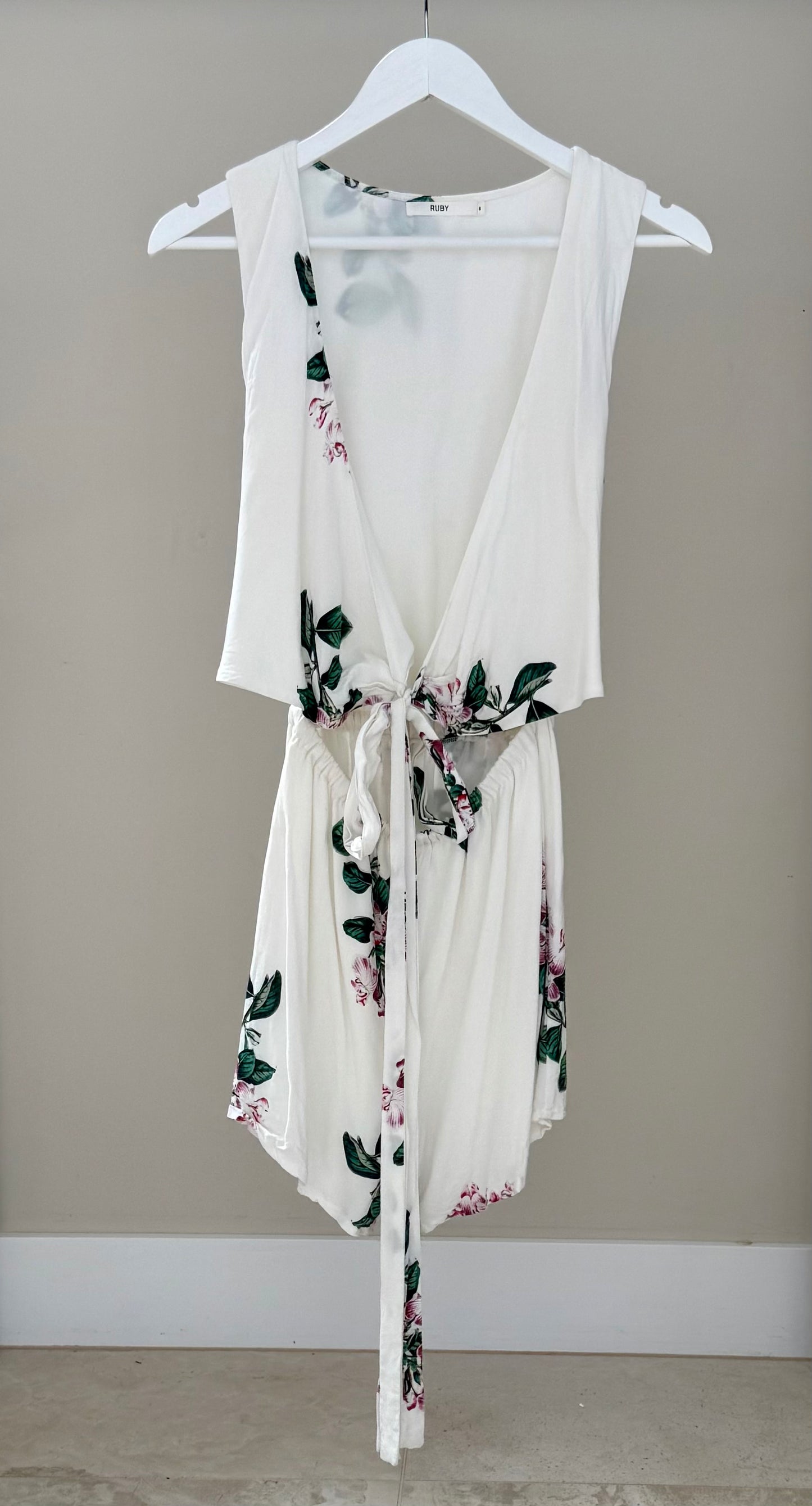 RUBY White Floral Mini Playsuit