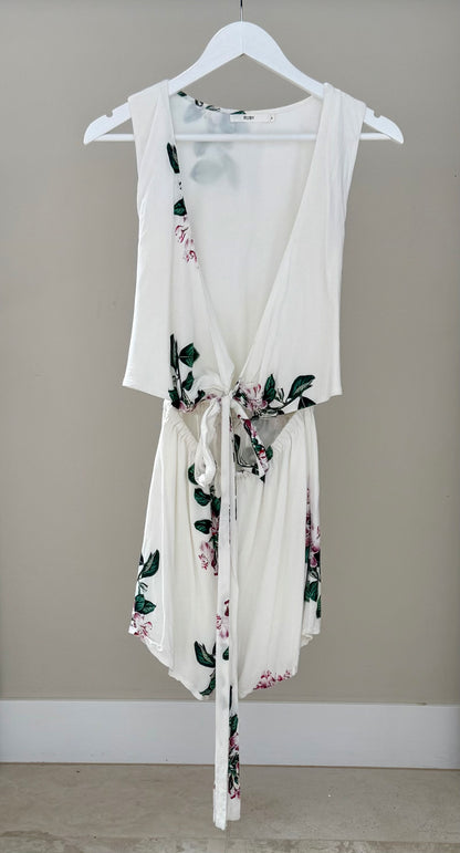 RUBY White Floral Mini Playsuit
