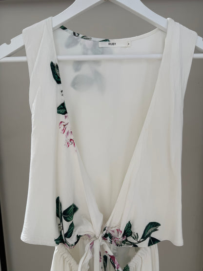 RUBY White Floral Mini Playsuit