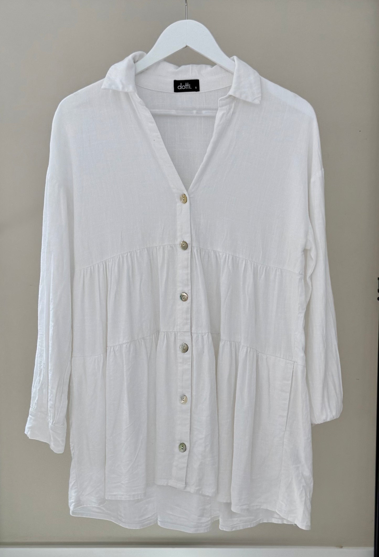 DOTTI White Linen-Blend Mini Dress