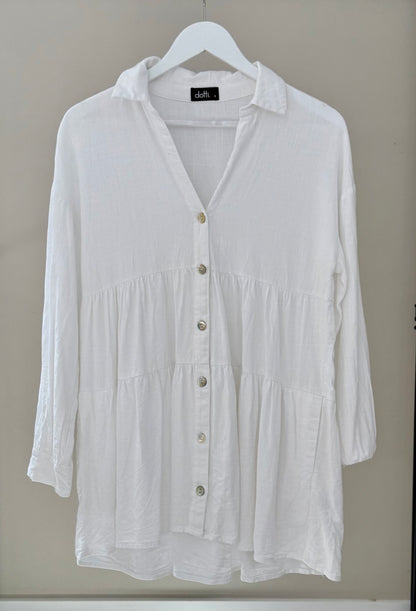 DOTTI White Linen-Blend Mini Dress