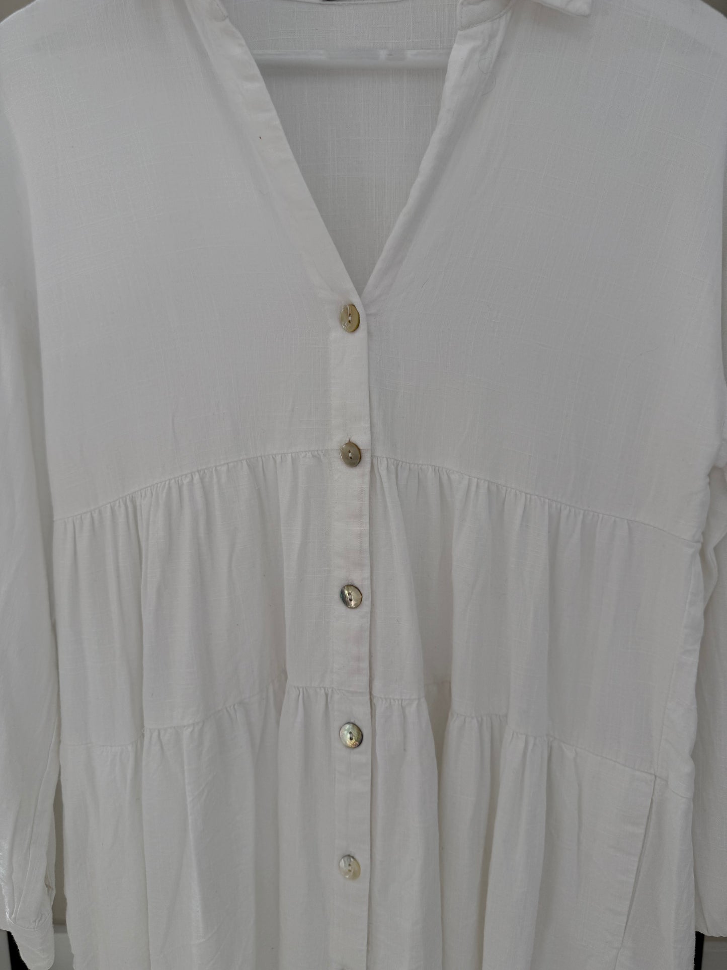 DOTTI White Linen-Blend Mini Dress