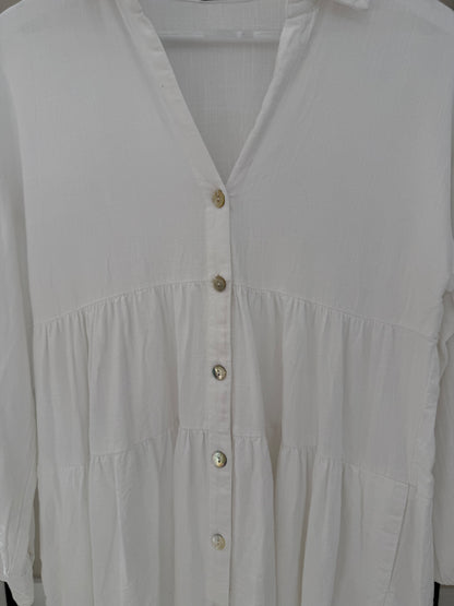 DOTTI White Linen-Blend Mini Dress