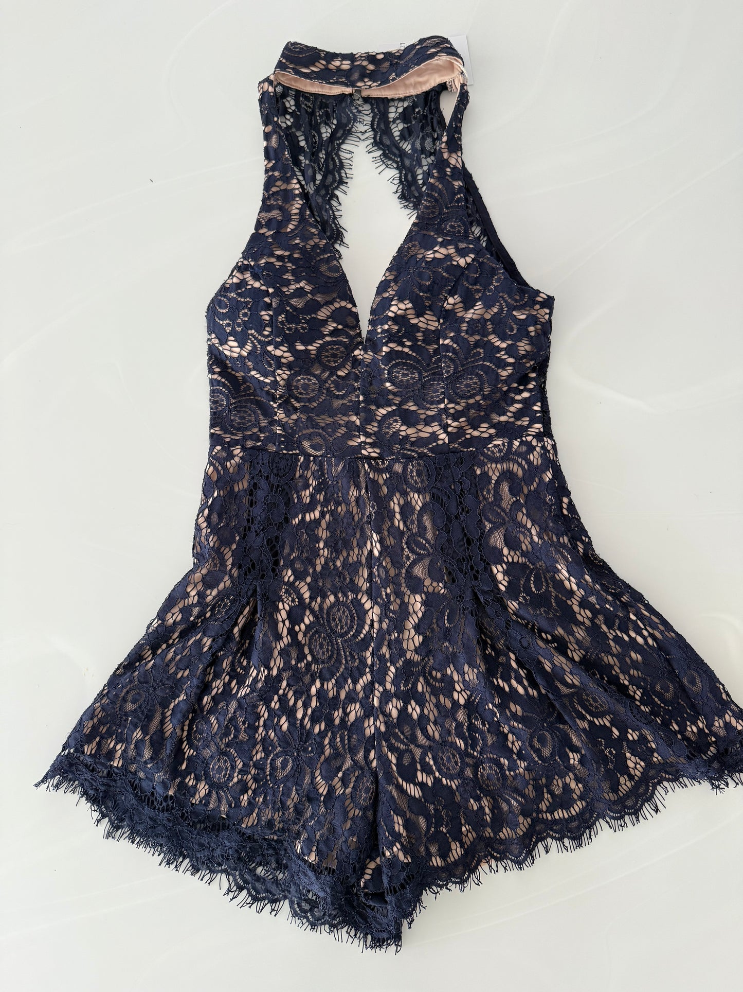 Dark Blue Mini Laced Playsuit