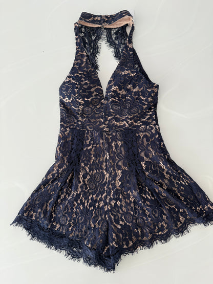 Dark Blue Mini Laced Playsuit