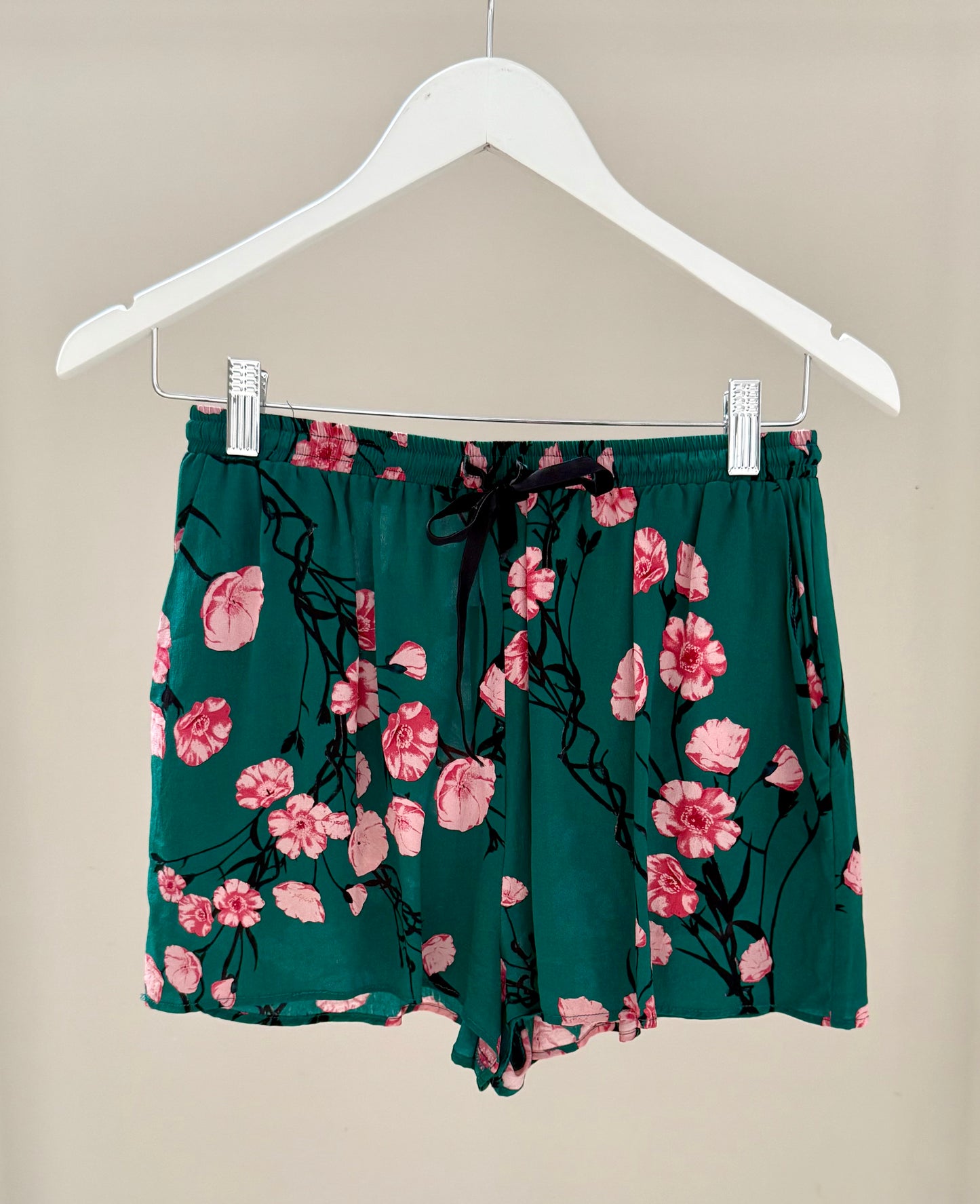 RUBY Green Floral Silk Shorts