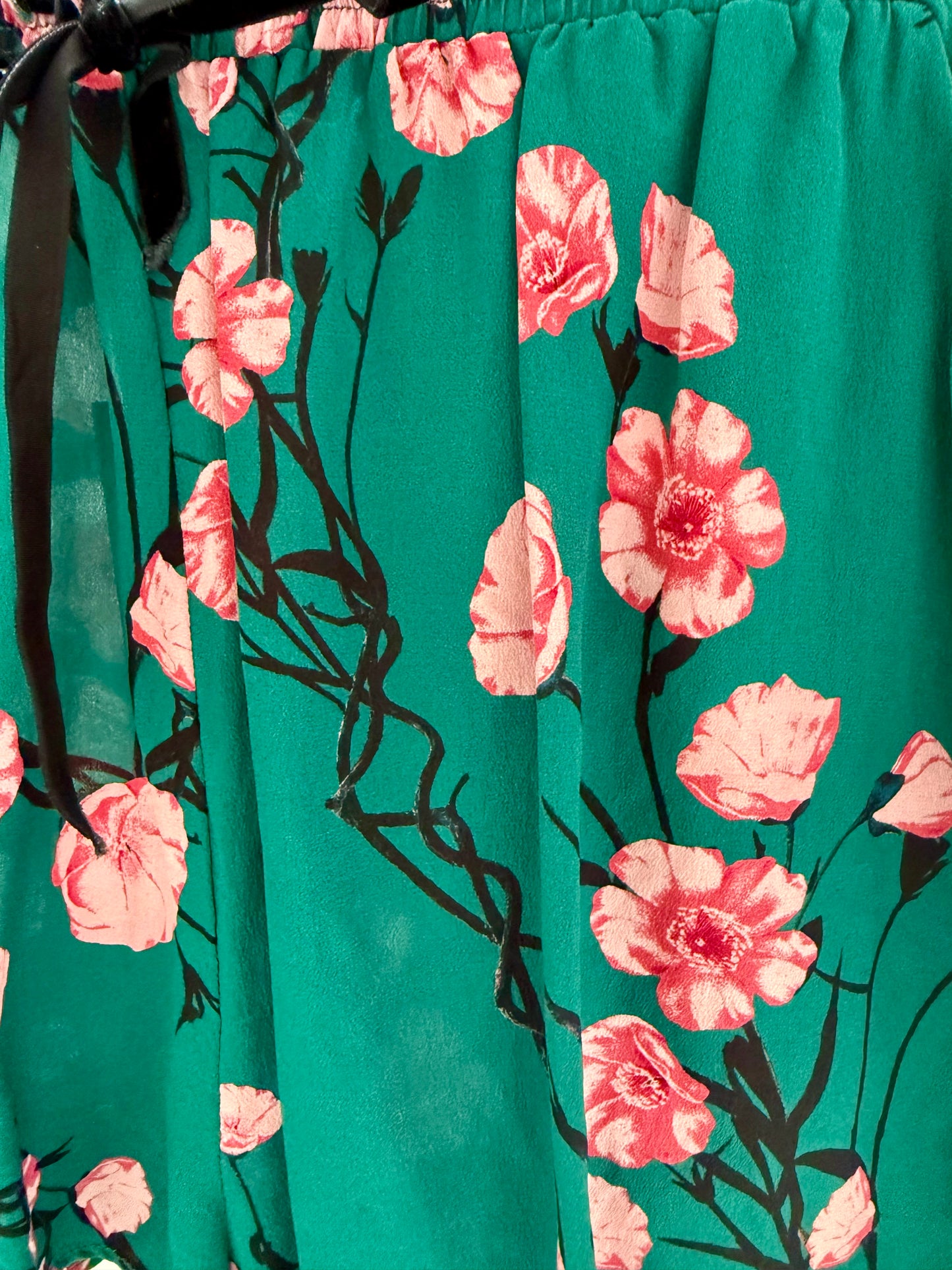 RUBY Green Floral Silk Shorts