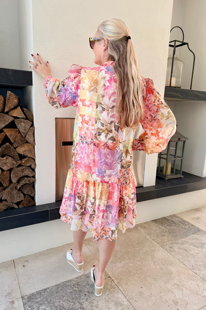 PORTMANS Knee Length Floral Linen Blend Dress - (New With Tags 179.99)