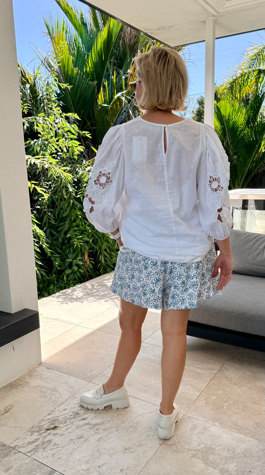 DECJUBA White Linen/Cotton Blend Top