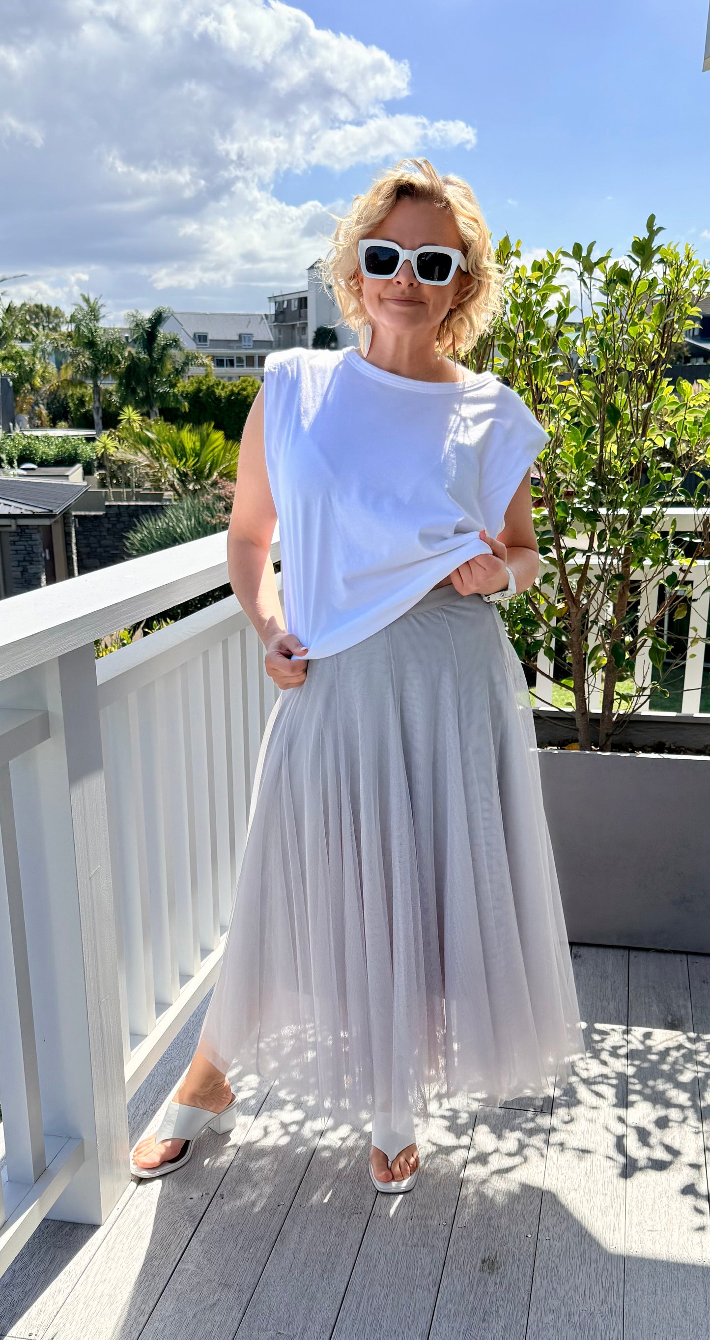 MINX Grey Tulle Maxi Skirt