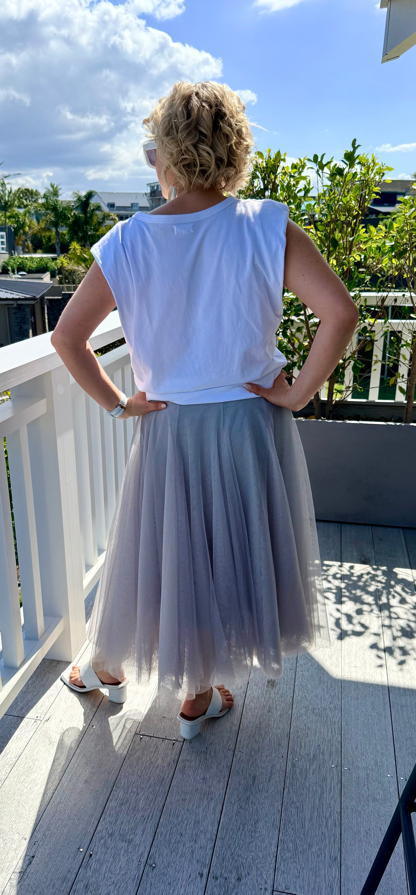 MINX Grey Tulle Maxi Skirt