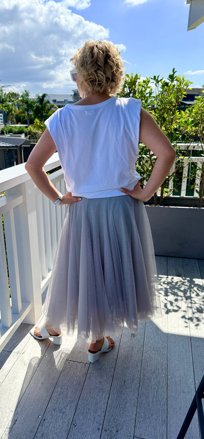 MINX Grey Tulle Maxi Skirt