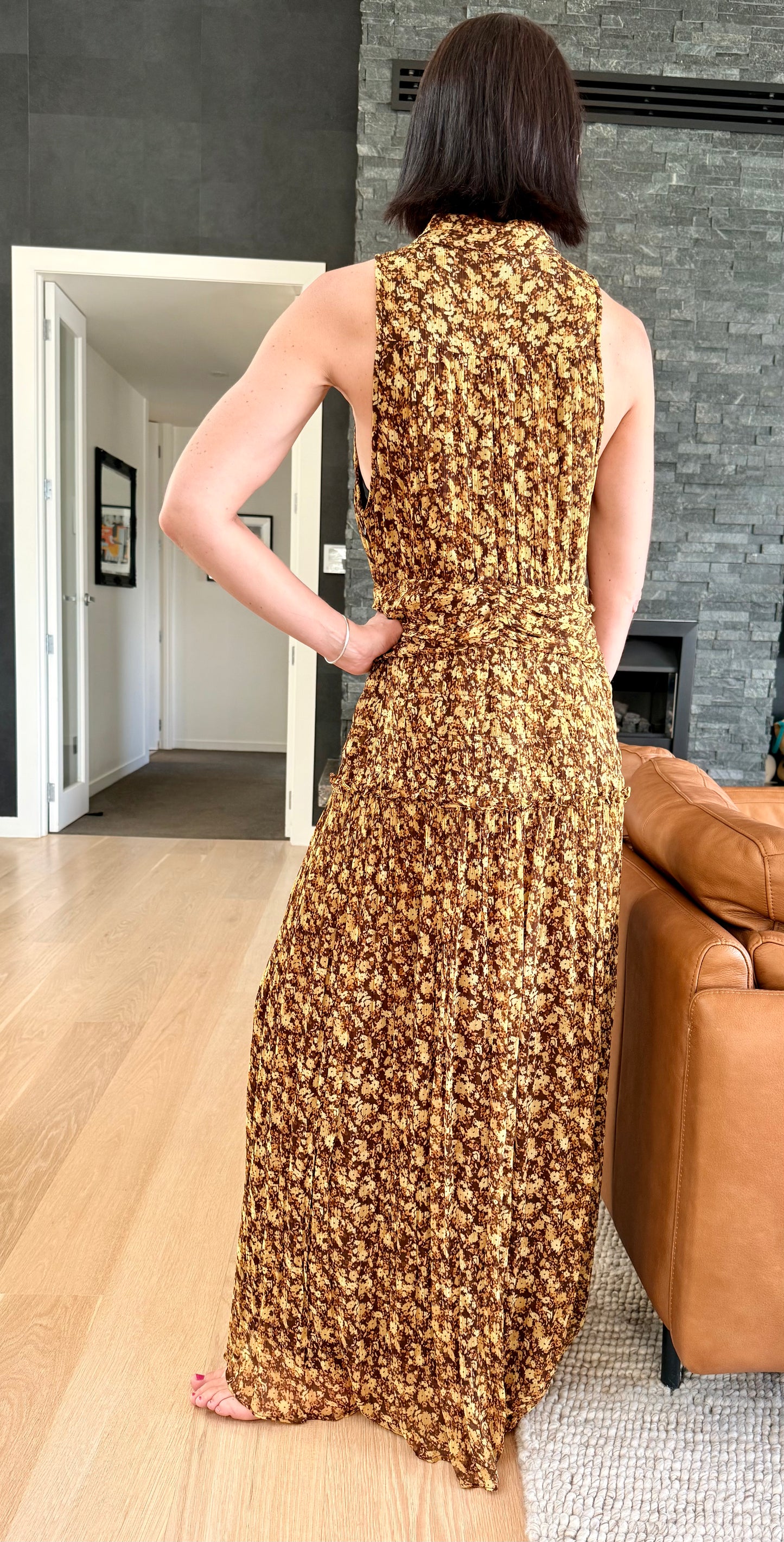 SHONA JOY Brown Floral Maxi Dress