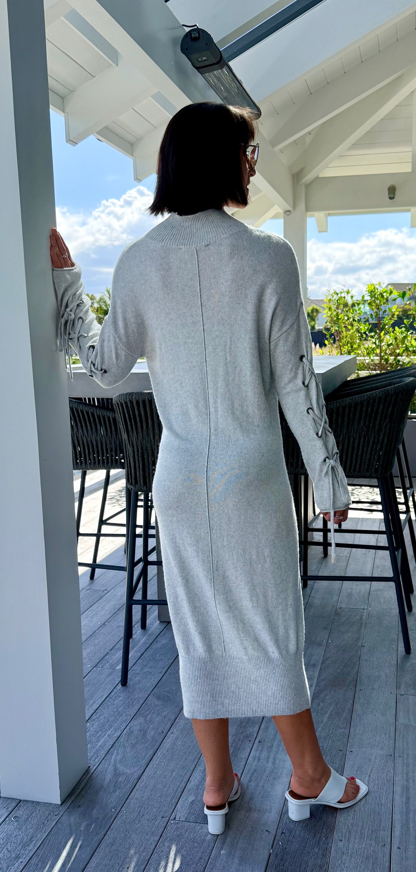 DECJUBA Grey Cashmere Blend Midi Dress