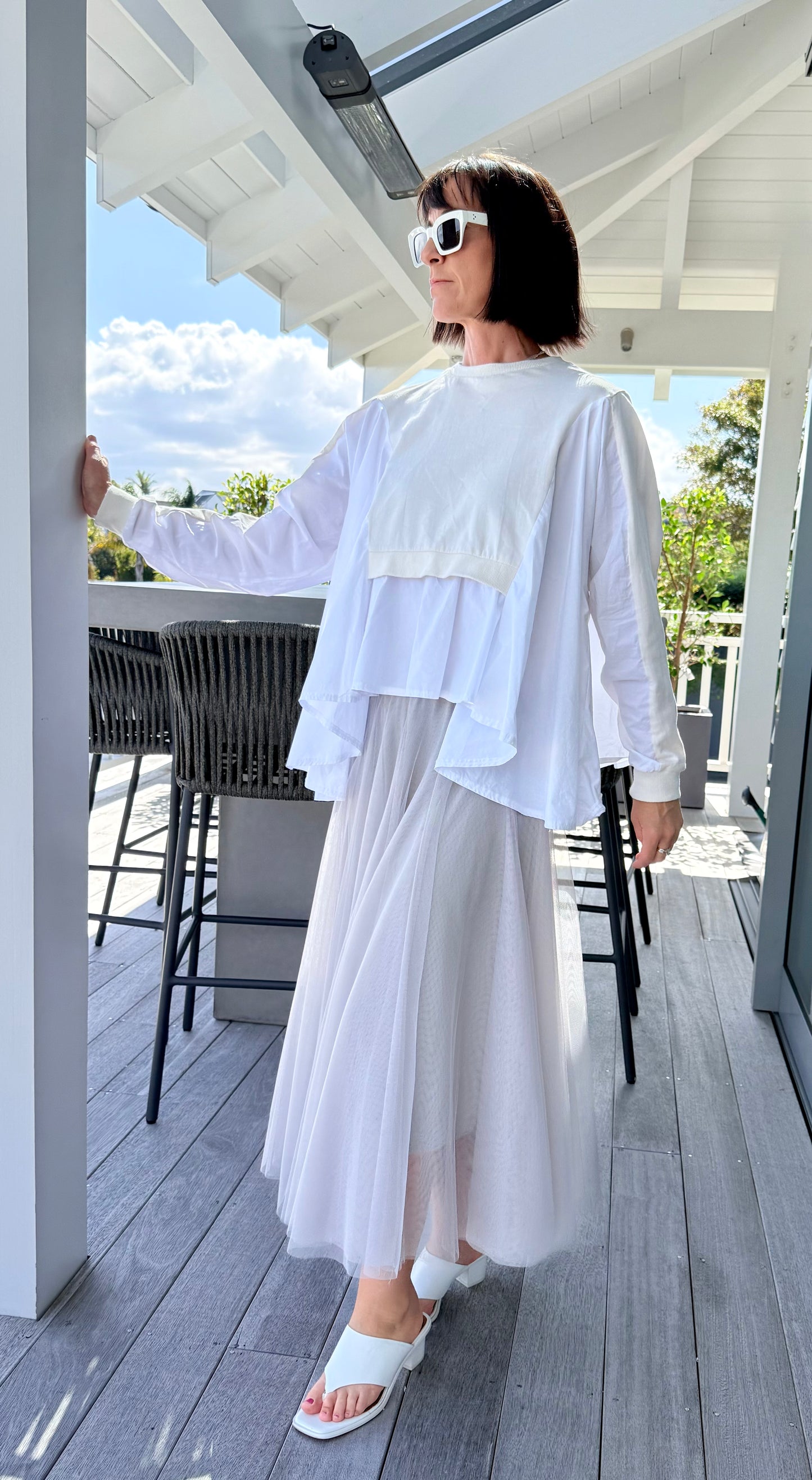 MINX Grey Tulle Maxi Skirt
