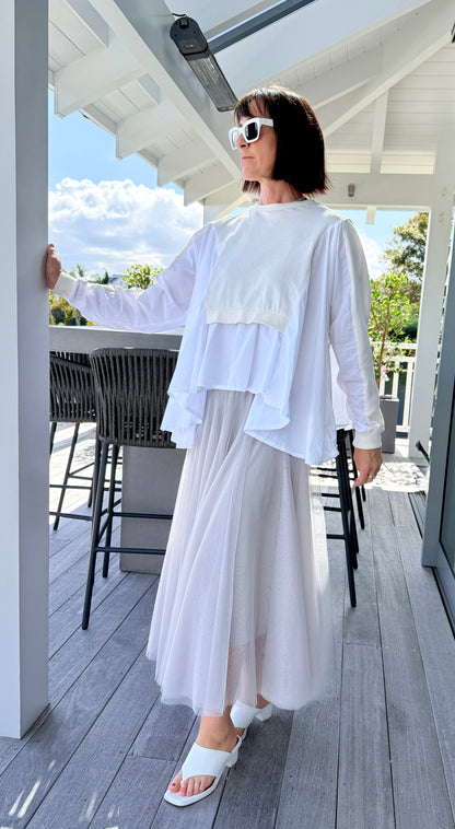 MINX Grey Tulle Maxi Skirt