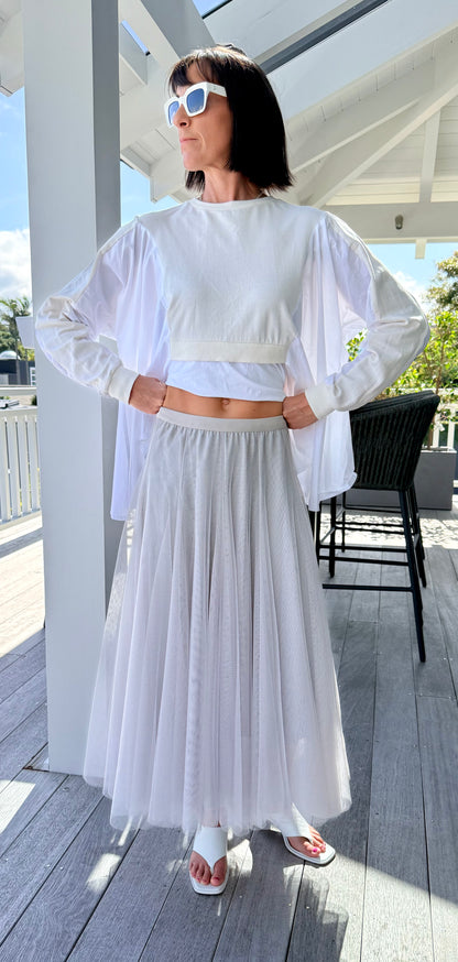 MINX Grey Tulle Maxi Skirt