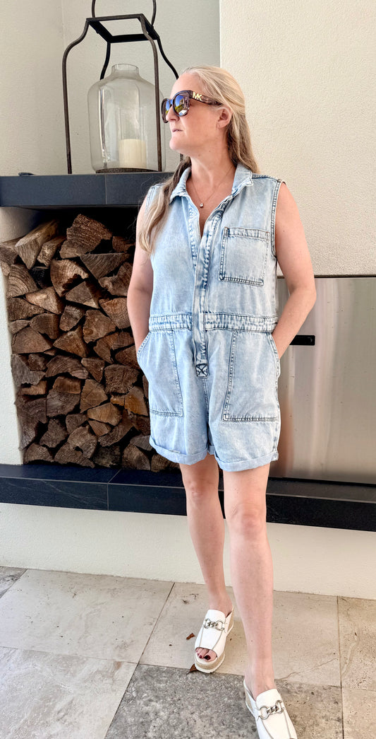 DECJUBA Blue Sleeveless Romper