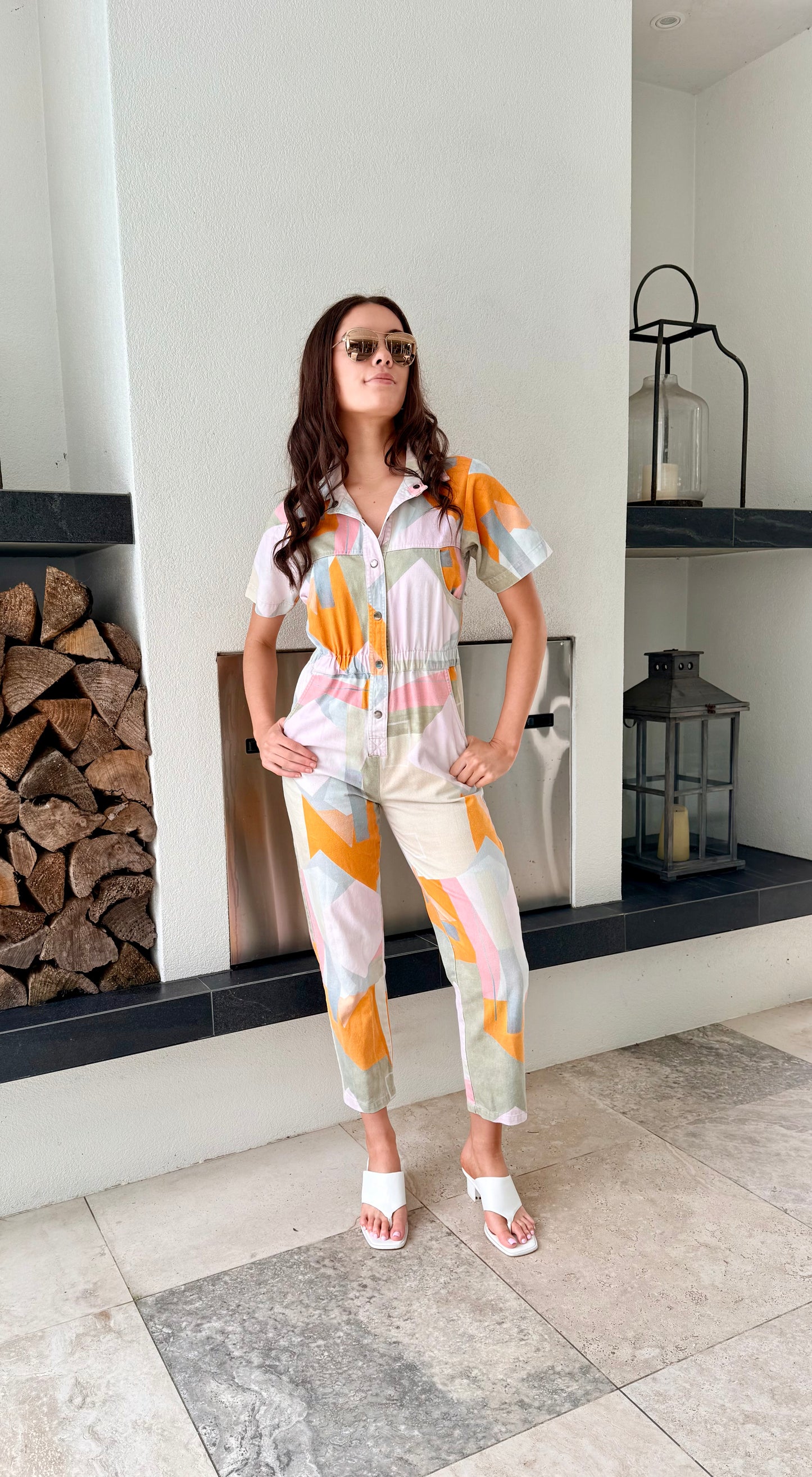 GORMAN - Geometric Patterned 100% Organic Cotton Jumpsuit, Size 6