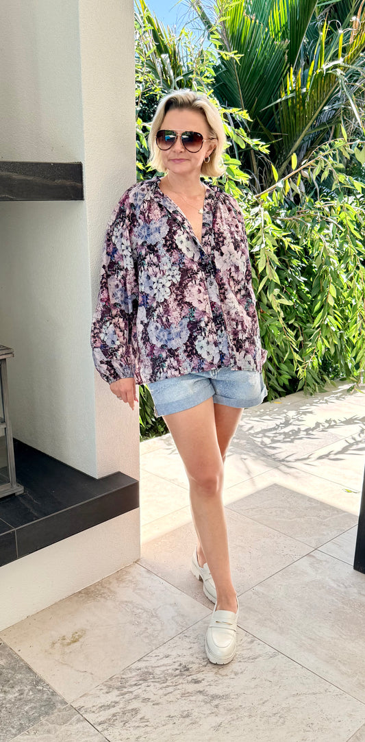 KETZ-KE Purple Floral Top